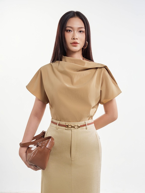 Áo tay cộc cổ lẹo lệch vai